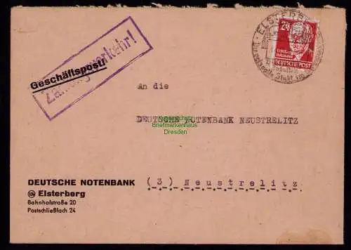 B18514 Brief Elsterberg 1950  SST Die Reizvolle Stadt  Zahlungsverkehr