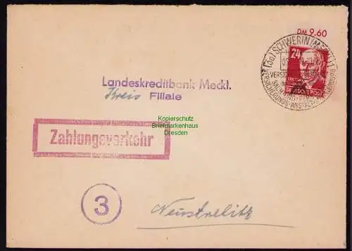 B18466 Brief Schwerin Meckl. 1949  SST Versicherungsanstalt Zahlungsverkehr