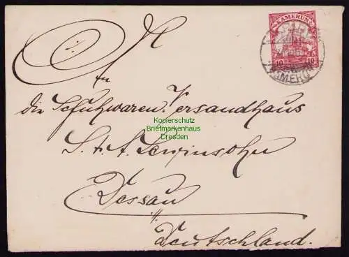 B18549 Kamerun Kribi 1909   Brief Schuhwaren Versandhaus Dessau