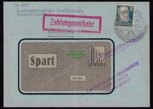 B18487 Brief Teterow Malchin 1949   Zahlungsverkehr Geschäftspapiere