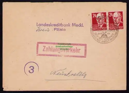 B18470 Brief Schwerin Meckl. 1949  SST Versicherungsanstalt Zahlungsverkehr