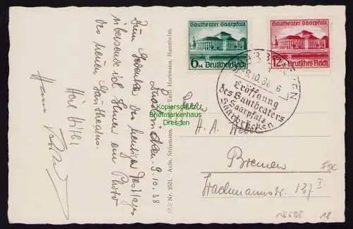 B18588 Deutsches Reich Postkarte 1938  Mi. 673 674 Eröffnung des Gautheaters