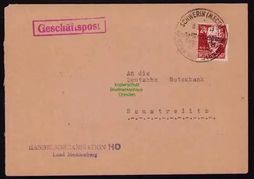 B18464 Brief Schwerin Meckl. 1950  SST Große Mecklenburger Segelwoche Geschäftsp