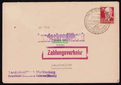 B18488 Brief Teterow Malchin 1949   Zahlungsverkehr