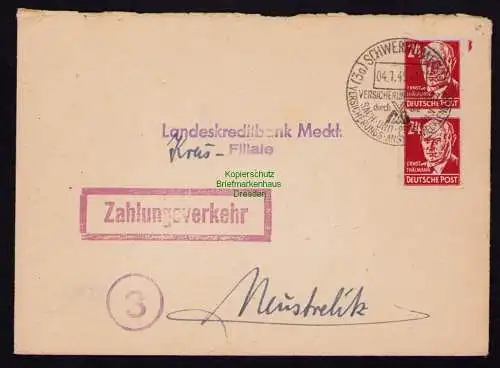 B18467 Brief Schwerin Meckl. 1949  SST Versicherungsanstalt Zahlungsverkehr