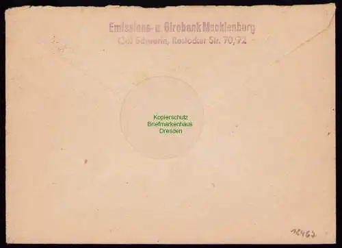 B18467 Brief Schwerin Meckl. 1949  SST Versicherungsanstalt Zahlungsverkehr