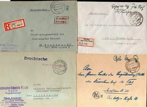 B1988 7x Brief SBZ Gebühr bezahlt 1948 Währungsreform Dresden A50 Kreisrat  A 53