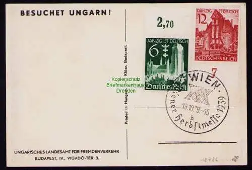 B18736 Postkarte Besuchet Ungarn 1939 SST Wiener Herbstmesse Künstlerkarte Klösz