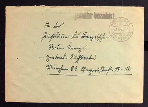 B2004 Brief SBZ Gebühr bezahlt 1946 Annaberg Erzgebirge Bayr. Rotes Kreuz Münche