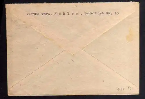 B2107 Brief SBZ Gebühr bezahlt 1946 Münchenbernsdorf Thür. Bayr. Rotes Kreuz Suc