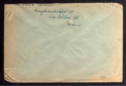 B2020 Brief SBZ Gebühr bezahlt 1946 Langhennersdorf Bayr. Rotes Kreuz Suchkartei