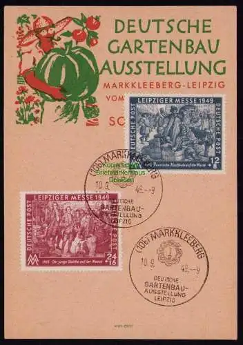 B18703 Gedenkblatt SBZ 240 241 Deutsche Gartenbau Ausstellung 1948 Markkleeberg