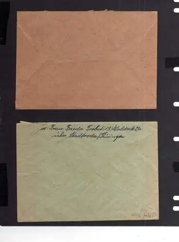 B2002 2x Brief SBZ Gebühr bezahlt 1946 Bürgel Bayr. Rotes Kreuz Suchkartei Münch