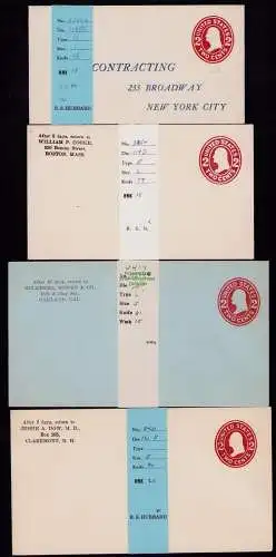 B18724 USA Ganzsachen Postal stationery 8x 2 cents rot verschiedene Formate