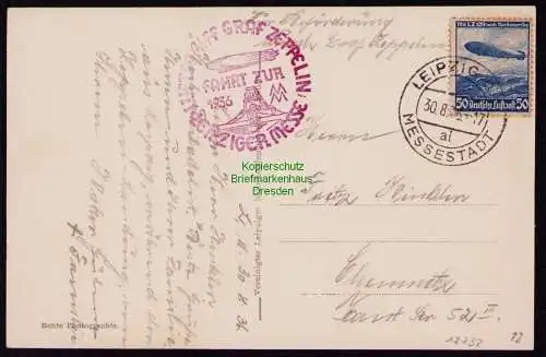 B18732 Zeppelin Postkarte Fahrt zur Leipziger Messe Leipzig Messestadt