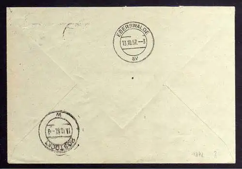 B1872 DDR ZKD 15 Kontrollnummer 5004 Brief Eberswalde Finow Mark geprüft BPP VEB