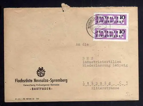 B2392 Brief DDR ZKD 2x 6 1956 VEB Flachsröste Neusalza-Spremberg Bastfaser nach