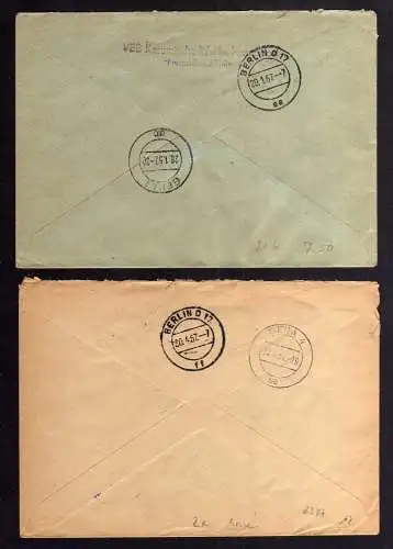 B2377 2x Brief DDR ZKD 2x 6, 7 1957 VEB Keramische Werke Hermsdorf Thür. Berlin