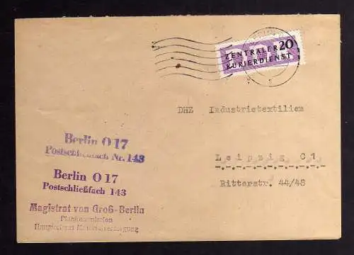 B2419 Brief DDR ZKD 7 1957 Magistrat von Groß-Berlin nach Leipzig DHZ