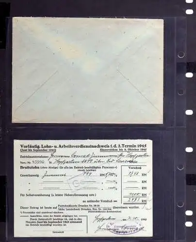 B232 2x SBZ Gebühr bezahlt 1945 Bad Lausick Bau Berufsgenossenschaft Saxonia VEB