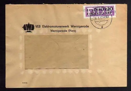 B2487 Brief DDR ZKD 11 7019 1957 VEB Elektromotorenwerk Wernigerode nach Dresden