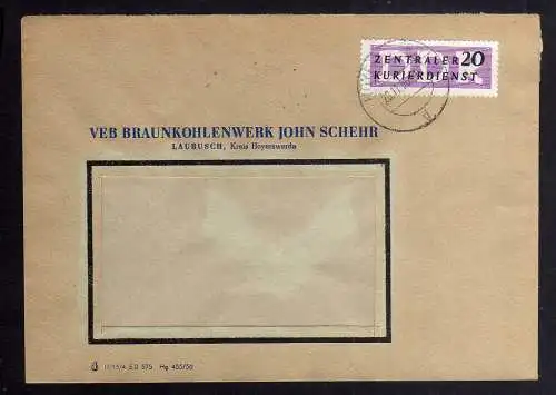 B2395 Brief DDR ZKD 7 1956 VEB Braunkohlenwerk John Schehr Laubusch Kr. Hoyers