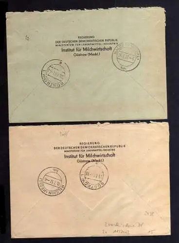 B2438 2x Brief DDR ZKD 11 2003 1957 Regierung Ministerium nach Malchin