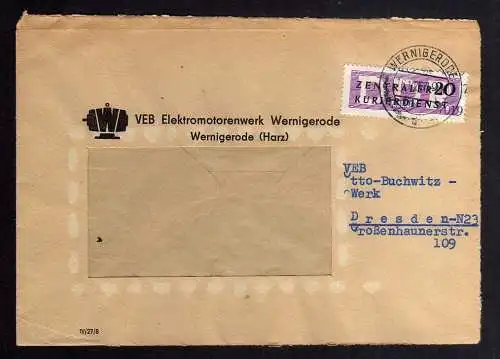 B2486 Brief DDR ZKD 11 7019 1957 VEB Elektromotorenwerk Wernigerode Dresden