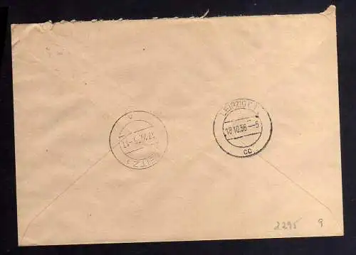 B2295 DDR ZKD 2x 6 Brief HO Industriewaren Kreis Zeitz nach leipzig 1956