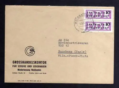 B2285 DDR ZKD 2x 6 Brief Großhandelskontor Schuhe und Lederwaren Weißenfels 1957