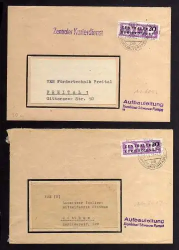 B2468 2x Brief DDR ZKD 11 6012 1957 Aufbauleitung Kombinat Schwarze Pumpe