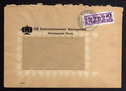 B2488 Brief DDR ZKD 11 7019 1957 VEB Elektromotorenwerk Wernigerode Salzungen