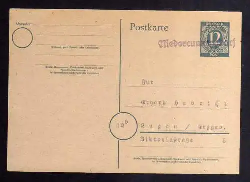 B2715 Ostsachsen 1945 Notstempel Niedercunnersdorf 1946 gepr. Busch a. Ganzsache