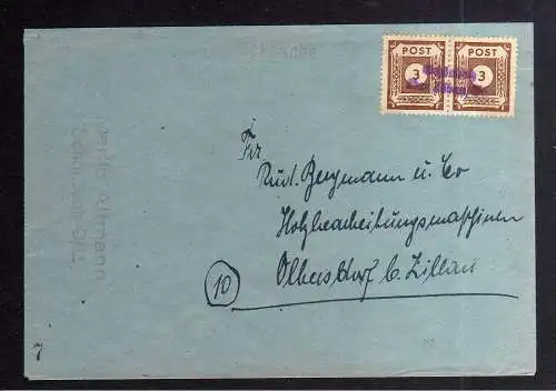 B3352 Brief SBZ Ostsachsen Notstempel Schönbach über Löbau / Sa.