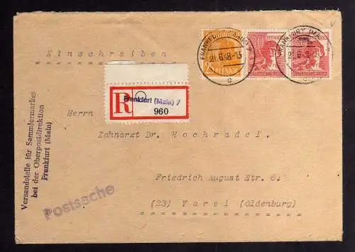 B2610 Alliierte Besetzung Zehnfach West 21.6.48 Postsache Einschreiben