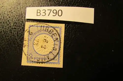 B3790 Briefstück großes Brustschild DR 20 Luxus Stempel Lübben i. d. Laus. 1873