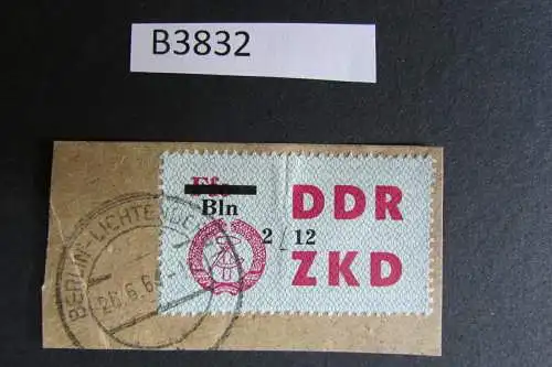 B3832 DDR ZKD C 46 XII Bln auf Ffo 2/12 Briefstück echt gest. Berlin Lichtenberg