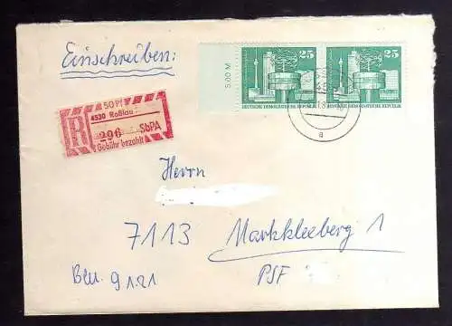 B3568 DDR Briefe Mehrfachfrankatur 1973 2x 1854 Soz Aufbau Einschreiben