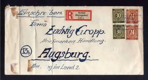 B3386 Brief SBZ Notstempel Seebad Heringsdorf 1946