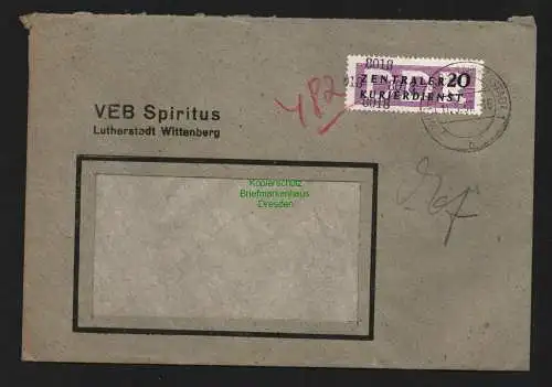 B4732 DDR ZKD B 11 Brief 8018 Lutherstadt Wittenberg VEB Spiritus nach Merseburg