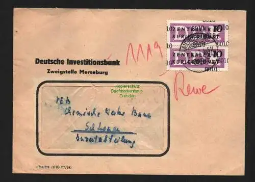 B4751 DDR ZKD B 2x 10 Brief 8010 Merseburg Deutsche Investitionsbank n. Schkopau