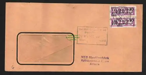 B4775 DDR ZKD 2x B 10 Brief 8001 Artern VEB Maschinenfabrik Kyffhäuserhütte n