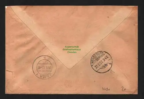 B4791 DDR ZKD B 8 Brief Jena Nachverwendung 25.5.57 nur bis 30.4.57 gültig