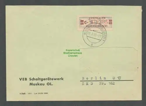 B5136 DDR ZKD B 21 C Brief Weisswasser Oberlausitz VEB Schaltgerätewerk Muskau