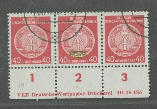 B5106 DDR Dienst 39 A VEB Deutsche Wertpapier-Druckerei DV III 18 97 Gefälligkei