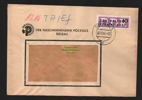 B4796 DDR ZKD B 8 Brief Dessau VEB Maschinenfabrik Polysius nach Merseburg