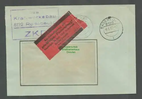 B5255 DDR ZKD Brief 1967 VEB Kraftwerksbau Radebeul n. Leipzig Aushändigung als