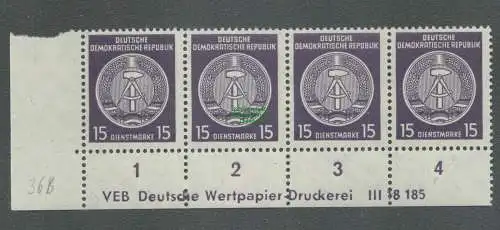 B5082 DDR Dienst 36 B DV VEB DEUTSCHE WERTPAPIER DRUCKEREI III 18 185 R 1-4 **