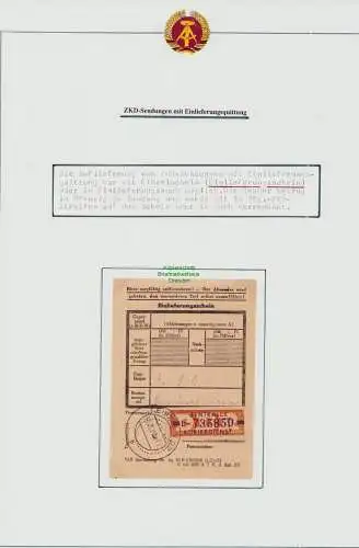 B50093 DDR ZKD 22 E Einlieferungsschein Leipzig N22 1960 für Brief Sondershausen