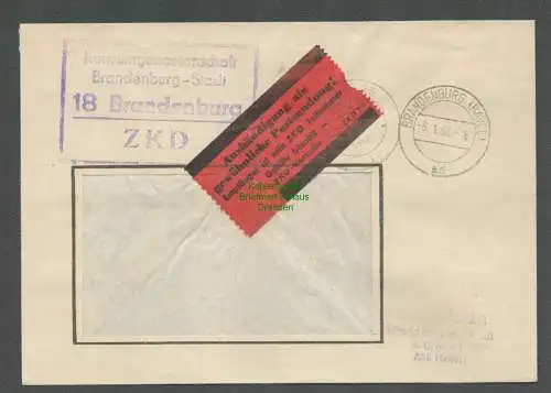 B5242 DDR ZKD Brief 1967 Konsumgenossenschaft Brandenburg n. Leipzig Aushänd